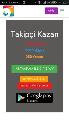 Takipci 750 android App screenshot 0